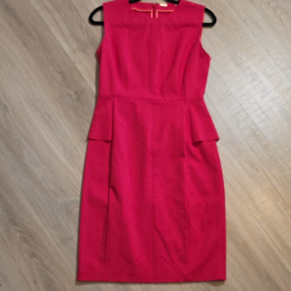Elie Tahari Hot Pink Sleeveless Peplum Midi Dress